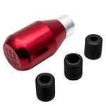 SAILINE Shifter Adapter Universal 5 Speed Manual Metal Chrome Gear Shift Knob Lever Stick Pen Handle Head Car Styling Accessories Racing Style (Black) (red)