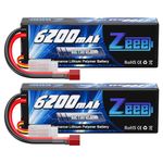 Zeee 2S Lipo Battery 6200mAh 7.4V 60C Hard Case with Deans Connector for RC Vehicles RC Car Truck Truggy Boat(2 Pack)