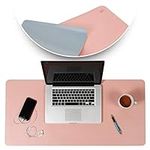 Desk Mat Pink & Blue 17x36 - Computer, Laptop, Keyboard & Mouse Pad Organizer - Leather Cover Office Table Protector - Double Side Gaming Surface with Colors - Typing & Writing Accessories