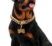 MTRSUE 15MM Gold Dog Chain Choke Collar,18K Solid Cuban Link, Heavy Duty Chew Resistant with Design Secure Buckle, for Medium Large Dogs (12inch)