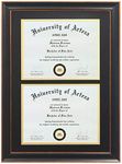 CORE ART Double Diploma Frames 14x20 Fits Two 8.5x11 Inch Certificates and Documents, Black Gold Rimmed Degree Frame for 8 1/2 x 11 with Black Gold Double Mat, wall mount