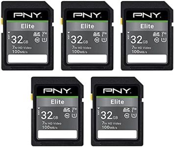 PNY 32GB Elite Class 10 U1 V10 SDHC Flash Memory Card 5-Pack - 100MB/s Read, Class 10, U1 Full HD, UHS-I, Full Size SD