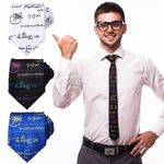 Vinsatin 3 Pack Math Equation Ties Teacher Appreciation Gift Blue Neck Tie Male Teacher Gifts Black Math Tie White Men's Novelty Neckties for Math Science Teacher