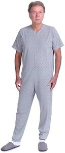 FERRUCCI COMFORT Health Pajamas, Short Sleeve, 1 Zip/Back Zip in Summer, Alzheimer's Incontinence (Men Grey, XXL)