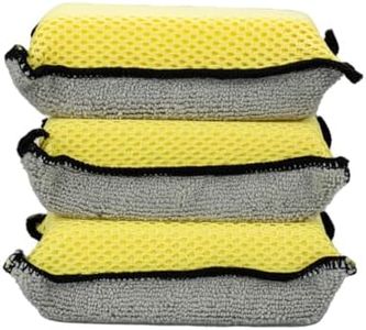 Maxshine Premium Microfiber Waxing Applicator for Car Detailing, Yellow & Grey, 9x13x4cm, 3 Pack