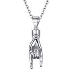 ChicSilver Italian Hand Necklace Mano Cornuto Good Luck Sign Pendant Necklace for Women Men 925 Sterling Silver Italian Hand Charm 18 Inch