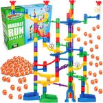 Marble Genius Marble Run (150 Complete Pieces) Maze Track or Race Game for Adults, Teens, Toddlers, or Kids Aged 4-8 Years Old, (85 Translucent Marbulous Pieces + 65 Glass-Marble Set), Super Set