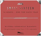 Lucky Feather Sweet 16 Gifts for Girls; 16th Birthday Bracelet Gift Idea for 16 Year Old Girls with Silver Dipped Beads on Adjustable Cord