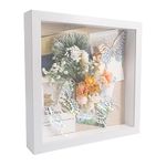 GraduatePro Shadow Box Frame 11x11 Display Case White with Linen Background and 6 Stick Pins Memorabilia Awards Medals Photos Memory Box