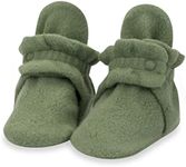 Zutano Unisex Fleece Baby Booties with Organic Cotton Lining, Newborn Essentials, Olive, 6 Months