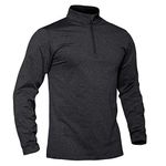 TACVASEN Men's Sports Performance Shirts Long Sleeve Pullover Shirts Tops Zip Up Black Grey, M