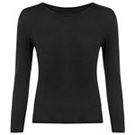 Women Long Sleeve T-Shirt Top Basic Casual Plain Stretch Vest Body Blouse Tee Layering, M/L 12-14, Black