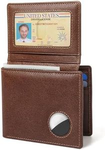SlowTon Minimalist Wallet for Men - Genuine Leather Slim Men's Wallet, RFID Blocking AirTag Bifold Card Holder with Gift Box (Brown)