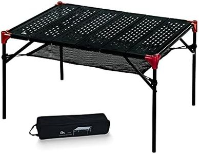 iClimb Extendable Folding Table Large Tabletop Area Ultralight Compact with Hollow Out Tabletop and Carry Bag for Camping Backpacking Beach Concert BBQ Party, Three Size (Black - XL)