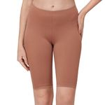 SOIE Women's Mid Rise Soft Polyamide Spandex Knee Length Cycling Shorts, Brownie, 5XL