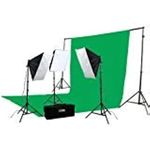 ePhoto 2400 Watt Continuous Video Photography Studio Chromakey Green Screen Lighting Kit H9004S3-1020G