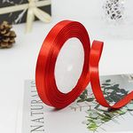 ZHIHUI Red Satin Ribbon 10mm, 22 Meters Solid Colors Fabric Ribbon, Perfect for Wedding Decor, Wreath, Baby Shower, Gift Package Wrapping, Party Balloon & Hair Bows Decoration and Other Projects