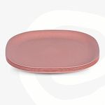 Eha Set of 4 Earth-Friendly Square Dinner Plates |11 inch| Unbreakable Plates Made with Bamboo Fibers & Rice Husk Fiber | Microwave Safe Full Dinner Plates | for Hot & Cold Servings |Pink