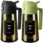 SWEET VIEW 2PCS Olive Oil Dispenser and Oil Sprayer – 16oz/470ml Glass Light-Proof Oil Pourer for Kitchen with Stickers for Air Fryer, Cooking, Salad, and BBQ