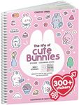 Cupkin Bunny Sticker Book Activity for Kids, Toddler Airplane Travel Essentials, 300+ Bunny Stickers for Kids + 8 Scenes and Coloring Book Pages, Stickers for Toddlers, Crafts Ages 2-8