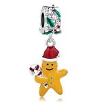 MiiFort Yellow Gingerman Charm Compatible with Pandora Bracelet Candy Canes Green Red Mother Auntie Sister Grandma Granddaughter