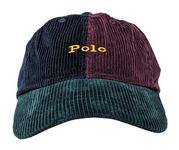 POLO RALPH LAUREN Men's Corduroy Cotton Baseball Dad Hat Cap, Navy/Burgundy/Green (Polo), One size