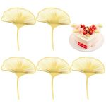 Acrylic Cake Topper Ginkgo Leaf Cake Decoration 5 Pcs Gold Happy birthday Cake Toppers Cupcake Topper Baking Decorations for Women Men Girls Boy Graduation Christmas Birthday Party DIY Tools