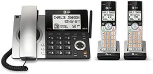 AT&T CL84207 DECT 6.0 2-Handset Corded/Cordless Phone for Home with Long Range, Answering Machine, Call Blocking, Caller ID Announcer, Intercom, and Line-power mode, Silver/Black