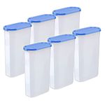 Cutting EDGE Modular 3 Litre AirTight Kitchen Storage Container Set for Rice, Dal, Atta, Flour, Cereals, Snacks, Stackable, BPA Free, Peppy Blue (Set of 6) (Model: CE_Modular_SETOF6_3L_BLUE)