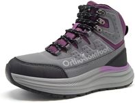 Women's Orthopedic Non Slip Mid Trekking Hiking Boots: Plantar Fasciitis Orthotic Arch Support Bunions Recovery Fashion Sneakers, Comfortable Stylish Office Working Standing Walking Shoes Grey Size 9
