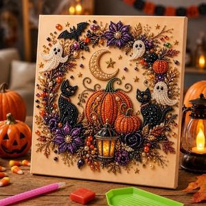 Halloween Diamond Art Kits Halloween Ghost Pearl Art DIY Kit with Frame