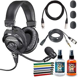 Audio-Technica BPHS1 Broadcast Stereo Headset with 10ft XLR Cable, Cleaning Kit, Cable Ties, and 1-Year Extended Warranty