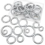 BieFuSin 20PCS Trigger Spring O Rings,Keychain Ring O Clip,Pale Gold Carabiner Clip,Round Carabiner Clip Snap Keyring,5 Size Multi-Purpose Snap for Keyrings Buckle, Bags, Purses, Handbag