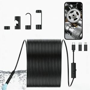Endoscope Camera with Light,1920P HD Borescope, IP67 Waterpro of Inspection Snake Camera for Drain/Plumbing/Wall Automotive Engine, Semi-Rigid with 8 LED Lights, for iOS/Android,5M