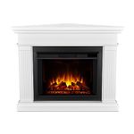 Real Flame Kennedy Grand Corner Electric Fireplace with Mantel for Living Room or Bedroom, Replaceable Fireplace Insert Heater, Realistic Log and Flame Effect, Remote Control, Timer, White