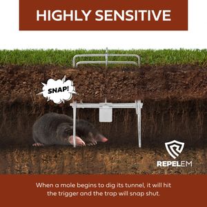 REPELEM Large Claw Mole Trap 3-Pack – Outdoor Rodent Control