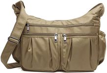 VOLGANIK ROCK Crossbody Purses for Women Shoulder Handbags Lightweight Waterproof Nylon Travel Bag Ladies Pocketbooks(Khaki-Large)