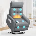 sisolos Recliner Armchair Rise and Recliner Chair for Elders, Power Lift Chairs with Massage & Heat, Extended Footrest, Electric Recliner Sofa Reclining Chair For Living Room with Dual Remote Controls
