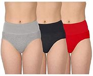 AQUAZZURA Pack of 3 Women's High Coverage Pure Cotton Panties with Mid-Elastic Waist Daily use Tummy Control Hipster Brief Panty-Multicolor 05(XL)[Lycra-Tummy-Tek]