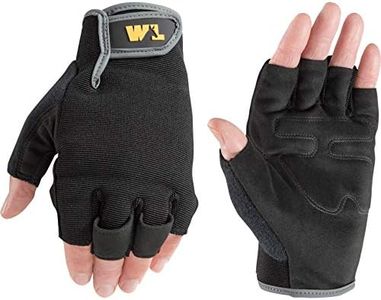 Men's Fingerless Synthetic Leather Palm Work Gloves, Large (Wells Lamont 847), Black