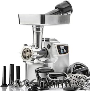 STX International "Gen 2 -Platinum Edition" Magnum 1800W Heavy Duty Electric Meat Grinder - 3 Lb High Capacity Meat Tray, 6 Grinding Plates, 3 S/S Blades, 3 Sausage Tubes & 1 Kubbe Maker & Much More!