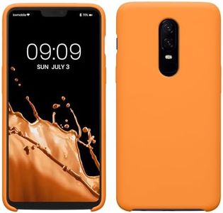 kwmobile Carcasa Compatible con OnePlus 6 Funda - Case TPU y Silicona antigolpes - Apto Carga inalámbrica - Naranja afrutado