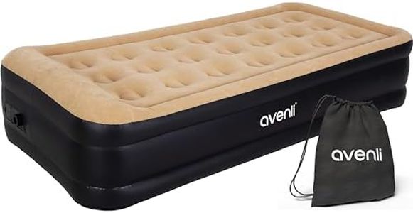 AVENLI Materasso Gonfiabile High Raised Twin Size Jilong Cm 196x97x47 Floccato Beige con Pompa Elettrica Integrata e Borsone