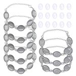 GraceAngie 10 Sets Bracelet Bezel Settings for Jewelry Making, 10 Pieces Silver Bezel Bracelets Blank Tray Bangles and 50 Pieces 18x13mm Clear Glass Cabochons