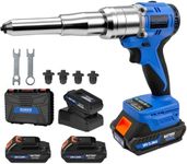 FICHFOYE 5000lbf Cordless Rivet Gun, 18V Brushless Electric Riveting Tool with 2×2.0Ah Batteries & Fast Charger, Automatic Rivet Gun for 3/32"–3/16" Stainless, Steel & Aluminum Rivets