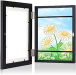 Kids Art Frame Childrens Storage Frame with Changeable Front Opening,29.7cmx42cm(A3 paper size) Picture Display Frames Hold 50Pcs picture for Children Art Projects Display (Black)