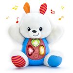 Kiddolab Bouncy Bunny Plush Toy - Musical Stuffed Animals with 3 Light-Up Buttons, 4 Children's Nursery Songs & Sound Effects - Soft Learning Toy for Infants, Babies, and Toddlers Aged 3 Months and Up