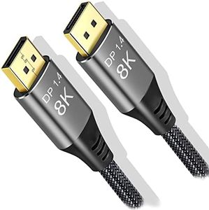 Angusplay 8K DisplayPort Cable 1.4 15ft / 1.5ft / 5ft / 10ft / 20ft / 25ft / 30ft, Ultra HD 4K 144Hz, 8K 60Hz HBR3(7680x4320) High Speed 32.4Gbps, Long Braided Copper DP Display Port 1.4 1.2 Cord