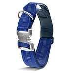 Black Rhino - Tactical Dog Collar Ultra-Soft Neoprene Padded Dog Collars for Medium, Large, XL Dogs | Heavy Duty Metal Buckle | Padded Handle for Dog Training (Large, Blue)