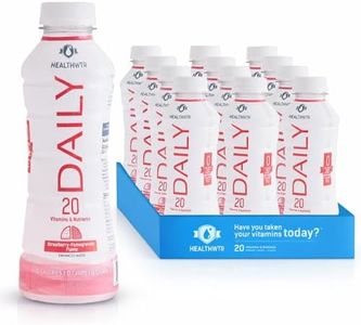 Healthwtr Daily Enhanced Water – Strawberry Pomegranate Flavor, 20 Vitamins & Nutrients, Antioxidants & Electrolytes, 0 Calories, 0 Carbs, 0 Sugar, Caffeine Free, 12-Pack Bottles